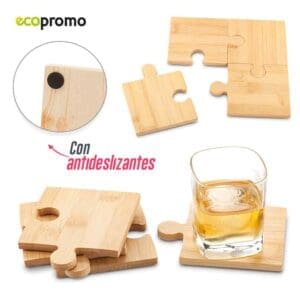 Set Portavasos Bamboo Puzzle Personalizado