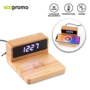 Cargador Inalámbrico Bamboo Clock