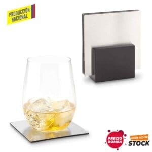 Juego Portavasos en Acero Inoxidable Personalizado