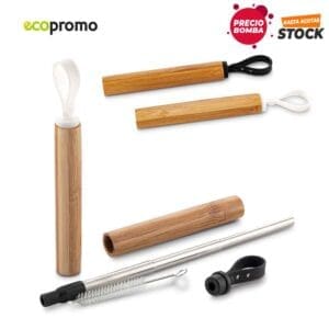Pitillo Reutilizable Metálico Bamboo Personalizado